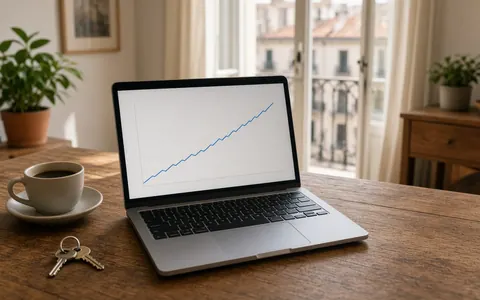 Portátil con un gráfico en la pantalla sobre un escritorio